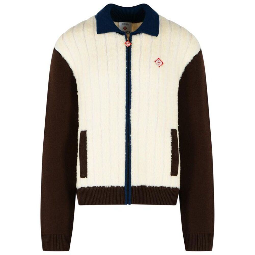 Casablanca Café Culture White Wool Fleece Jacket Men